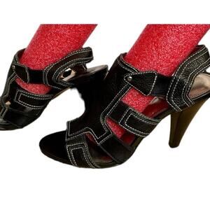 Calvin Klein Size 7 Black 4" heels sandals IRIS open toe